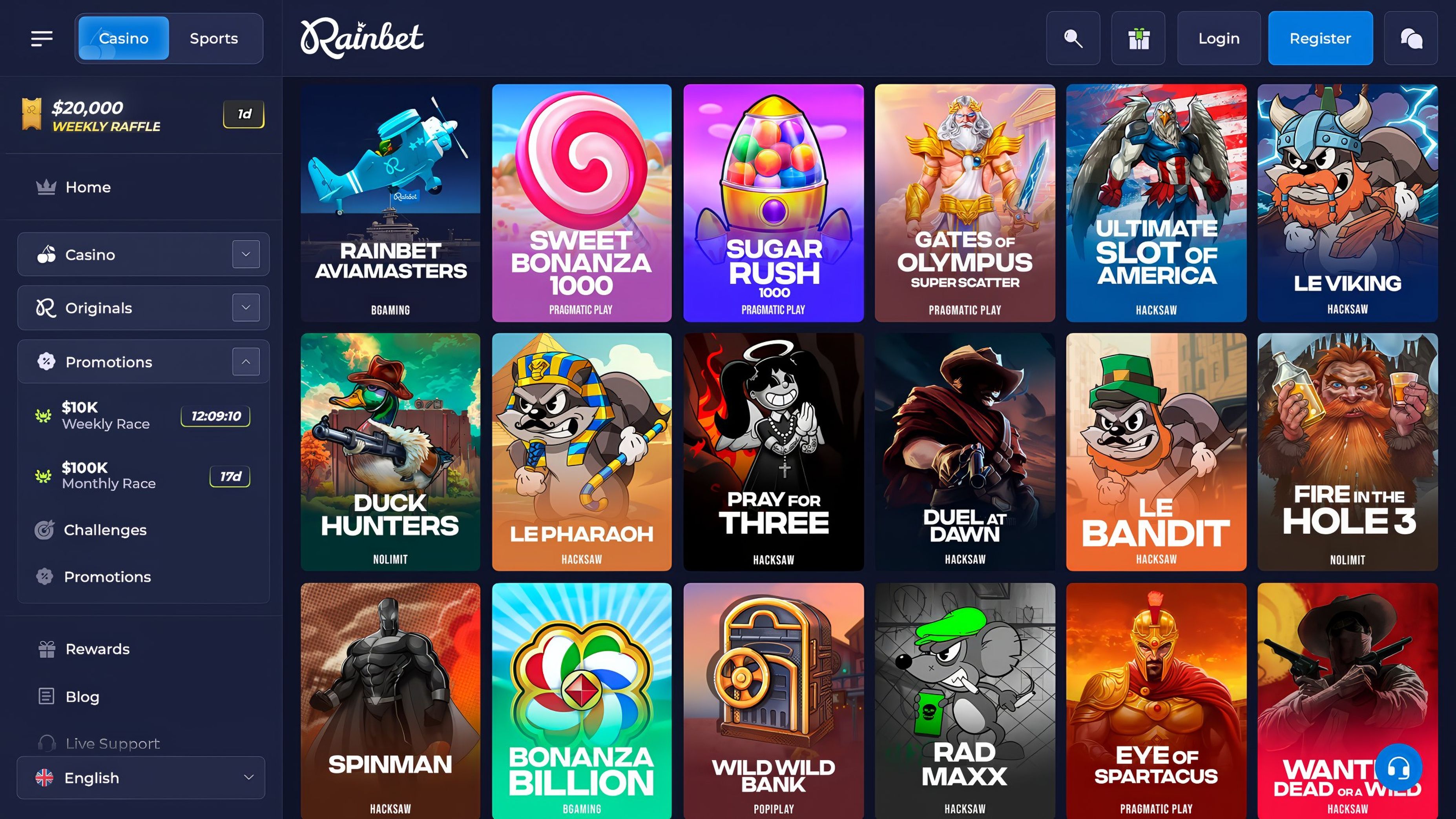 Rainbet desktop screenshot 2